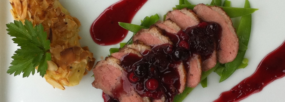 Duck and wild berry sauce
